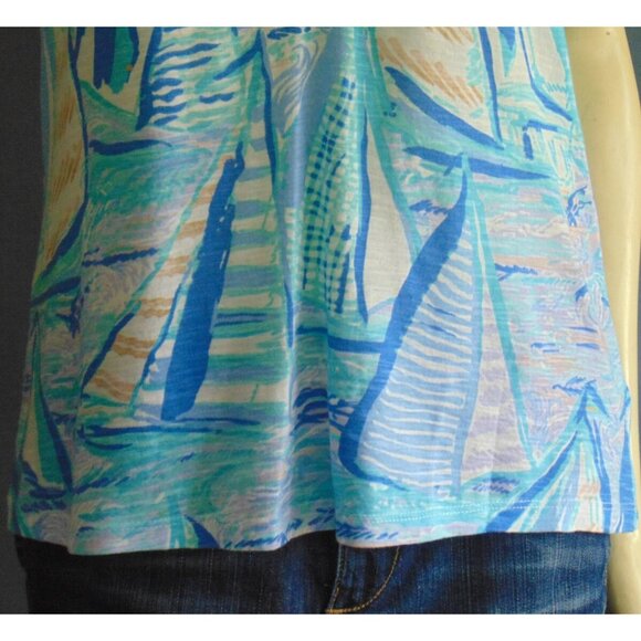 Lilly Pulitzer NWT Sail Boats Lilac Verbena Essie Sleeveless Summer Top Sm - Picture 5 of 10